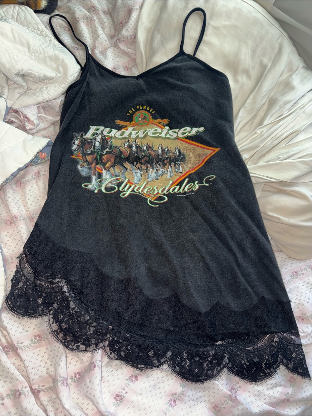 Budweiser Black Clydesdales Lace-Trim Slip Tank Top or Dress